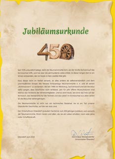 Urkunde 450 Jahre Neumann-Mühle
